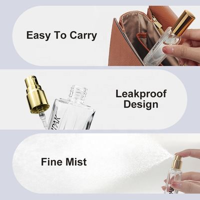 Clear Luxury Empty 3ml 5ml 8ml 10ml 15ml Refillable Thick Square Glass Perfume Bottle With Gold Sprayer Pump