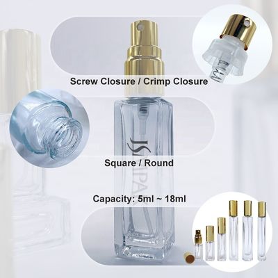 Clear Luxury Empty 3ml 5ml 8ml 10ml 15ml Refillable Thick Square Glass Perfume Bottle With Gold Sprayer Pump