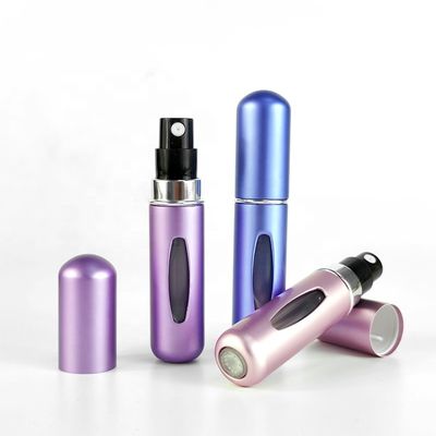 Unisex Round Shape Fancy Mini Bottom Fill Refillable Aluminum Perfume Oil Bottles Set Pump Perfume Atomizer