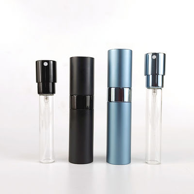 Luxury Black Cylinder Men Perfume Sample Bottle Packaging 5Ml 8Ml 10Ml 15Ml 30Ml Twist up Perfume Atomizer