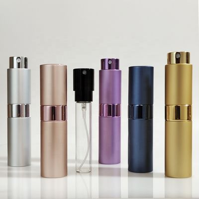 Wholesale 8ml 10ml 15ml 20ml Empty Round Aluminum Mini Portable Travel Twist up Perfume Atomizer