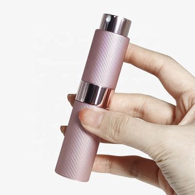 Stripe Aluminum 8ml Twist up Travel Refillable Atomiser Cologne Dispenser Luxury Perfume Spray Bottle