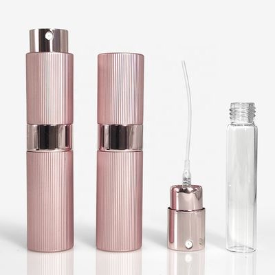 Stripe Aluminum 8ml Twist up Travel Refillable Atomiser Cologne Dispenser Luxury Perfume Spray Bottle