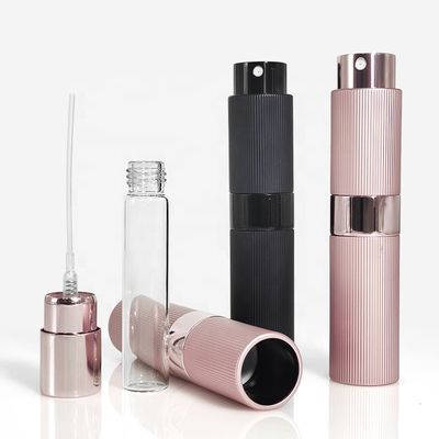 Stripe Aluminum 8ml Twist up Travel Refillable Atomiser Cologne Dispenser Luxury Perfume Spray Bottle
