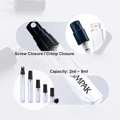 Custom Slim Attar Display 2ml 3ml 5ml 10ml Parfum Sample Atomizer Glass Perfume Bottle With Crimp Pump