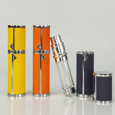 Luxury Aluminum Cosmetic Packaging Custom Bottom Filling Travel Case Leather 5Ml Atomizer Perfume Refill Bottle