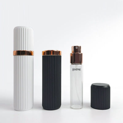 Stripe Plastic Shell Screw Sealing 5ml 8ml Empty Travel Spray Magnetic Cap 10ml Glass Mini Perfume Bottle