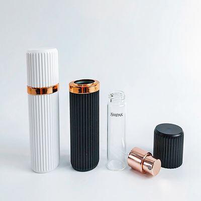 Stripe Plastic Shell Screw Sealing 5ml 8ml Empty Travel Spray Magnetic Cap 10ml Glass Mini Perfume Bottle