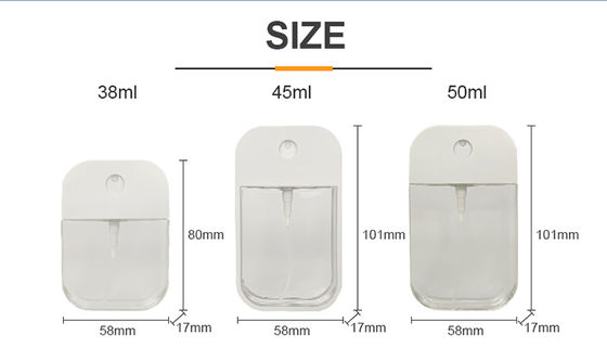 Popular New Design 38ml 45ml 50ml Credit Card Flat Type Empty Plastic Refillable Hand Sanitizer Perfume Mist Spray Bottle